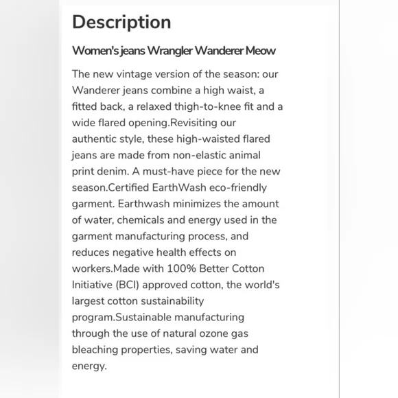 NWT Wrangler MEOW fun print Wanderer Jeans, size 26 - Picture 10 of 10